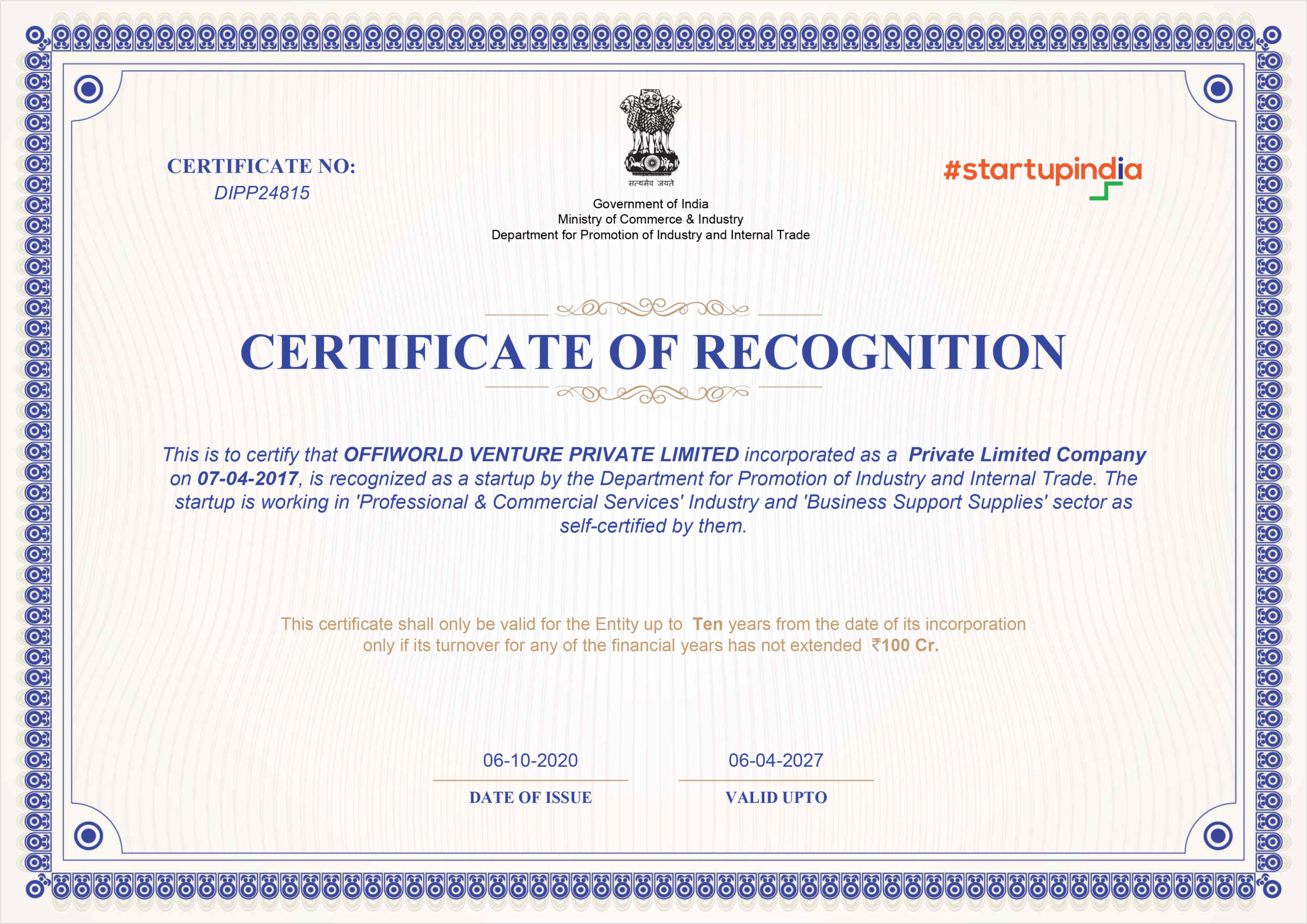 Startup-India-Certificate