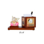 Lord Ganesh with Revolving Pen Stand & Table Clock