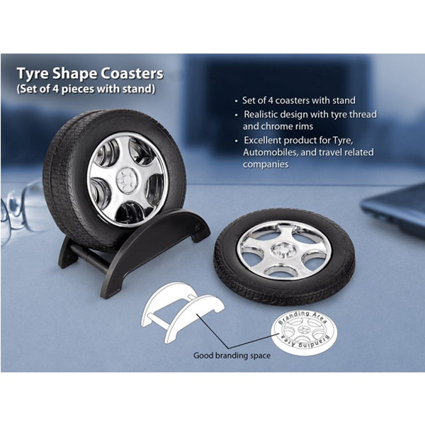 Tyre-shape-coaster-set-with-stand