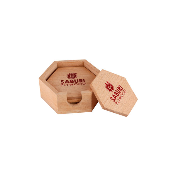 Wooden Coaster Set (Hexagon Shape)