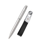 Atlas-Brushed-Chrome-Ballpoint-Pen-With-Keyring-Gift-Combo1