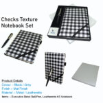 Checks-Grey-&-Black-Texture-A5-Notebook-&-Metal-Pen