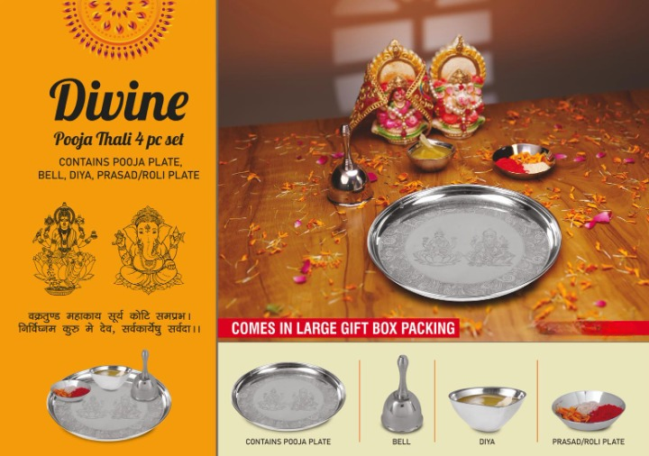 Divine Pooja Thali 4 pc set